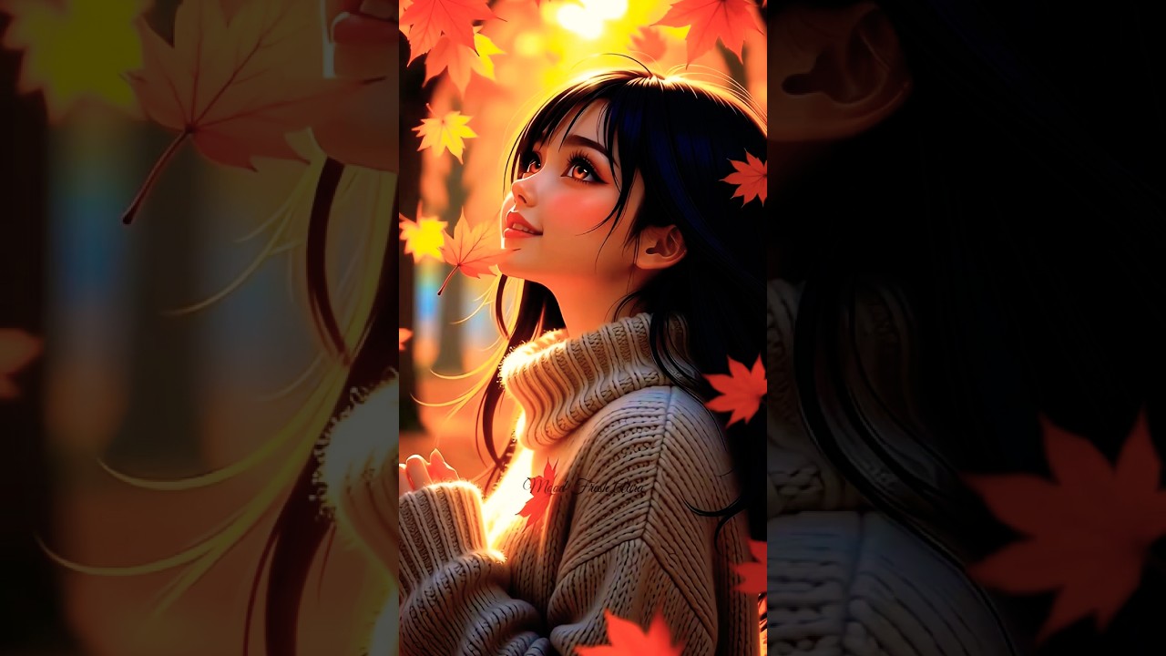 Autumn Girl with Golden Eyes in Falling Leaves 🍂 | Dreamy Fantasy Portrait