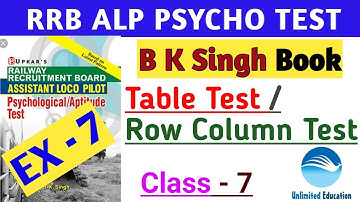 TABLE TEST / ROW COLUMN TEST  | FOLLOWING DIRECTION TEST | Class - 7 | RRB ALP PSYCHO TEST CBT3
