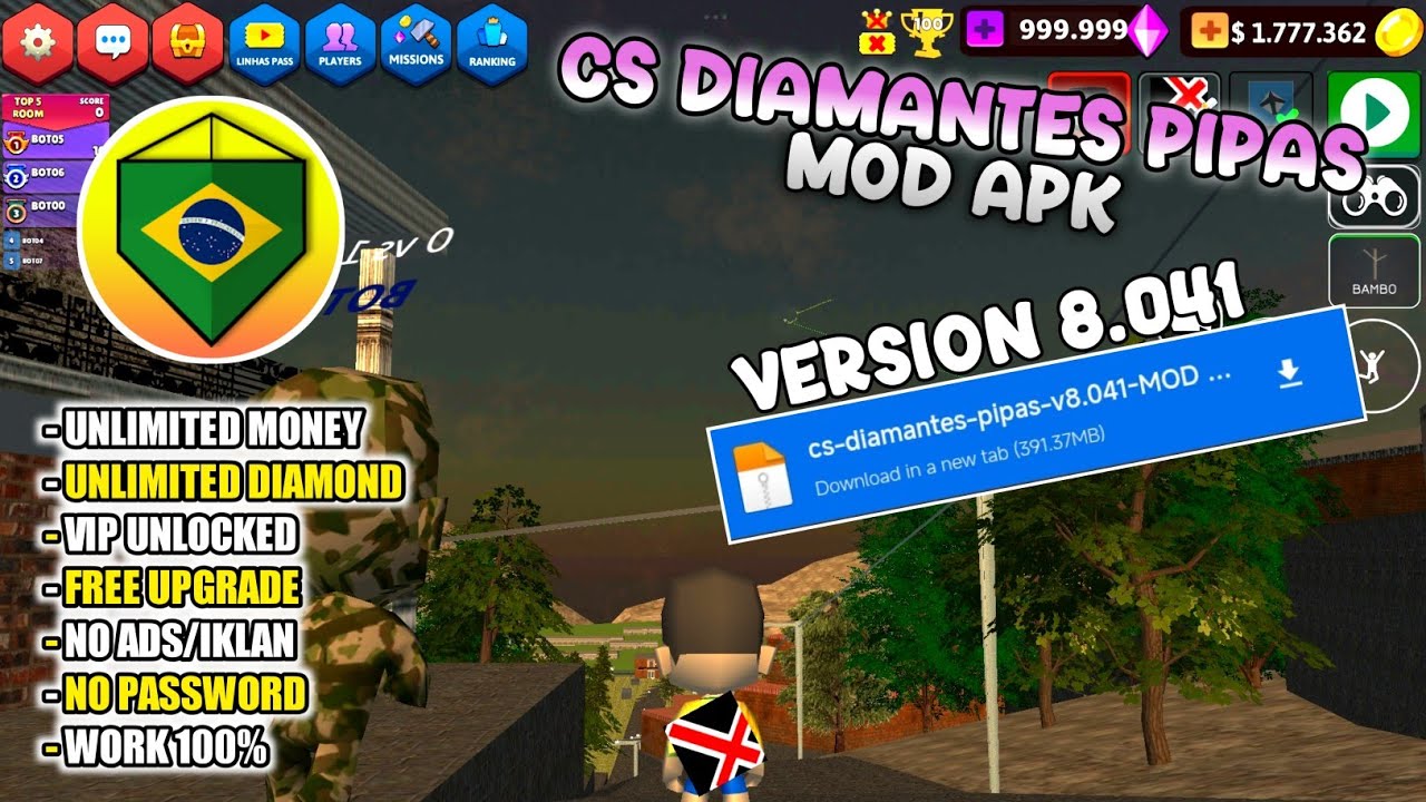 BARU NIH‼️ CS DIAMANTES PIPAS MOD APK V8.041 UNLIMITED MONEY TERBARU BANG ROY 17💤 