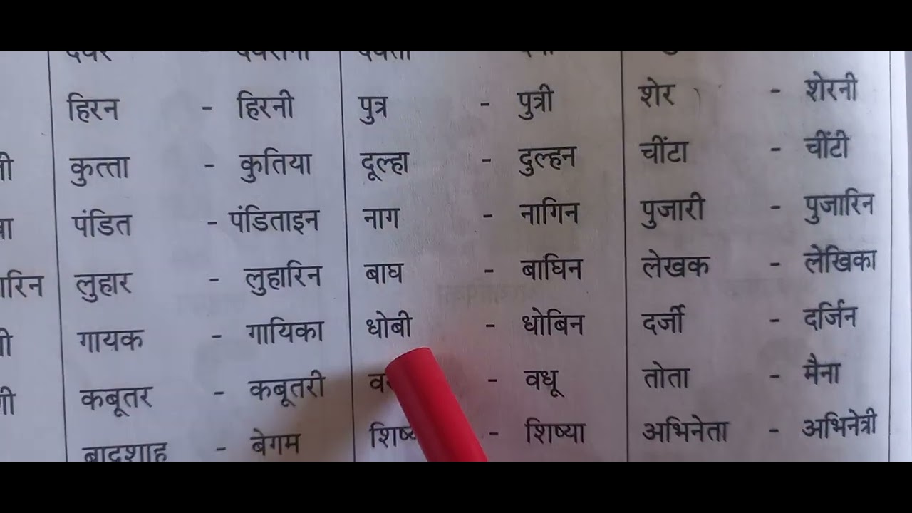 विषय हिंदी लिंग परिवर्तन ( पुल्लिंग, स्त्रीलिंग) change the gender