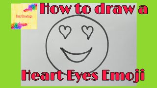 How to draw a Heart Eyes Emoji easy Step by Step | Emoji Drawings