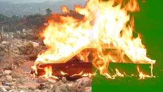 Burning Car - Real Fire  Green Screen - Free Use