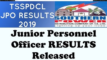 TSSPDCL JPO Results Out 2019 | Junior Personnel Officer Results 2019 | In Telugu By New Jobs Info