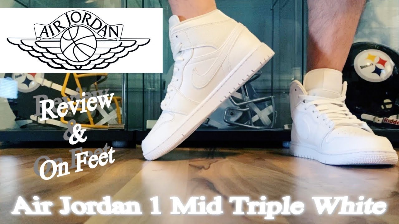 jordan 1 triple white on feet