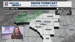 Sunday snow may only be a trace; Meteorologist Claire Fry shares latest forecast