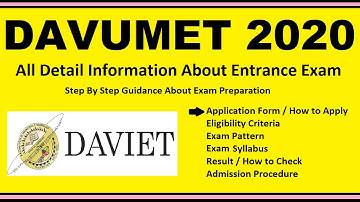 DAVUMET 2020 - Notification, Dates, Application, Eligibility, Admit Card, Pattern, Syllabus, Result