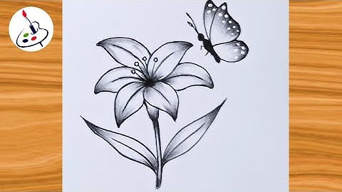 How to draw a Butterfly on Flower||Simple Pencil Sketch||Easy Drawing ideas for Beginners 