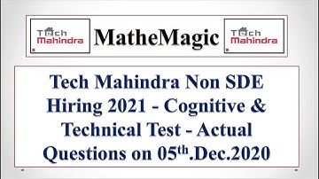 Tech Mahindra Non SDE Round-2 || Technical Test - Actual Questions on 05th.Dec.2020