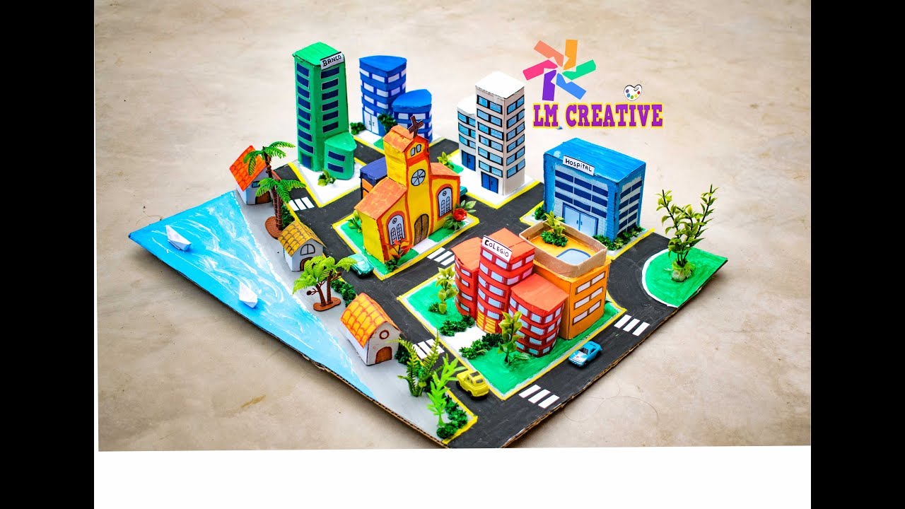 MAQUETA CON MATERIALES RECICLADOS Ciudad en Miniatura / Mock-up | Como maquetas escolares, Proyectos de arte para Embarcaciones de transporte