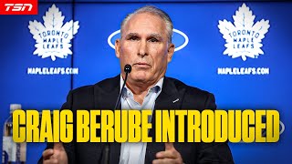 Leafs HC Craig Berube is introduced to Toronto media with Brad Treliving and Brendan Shanahan