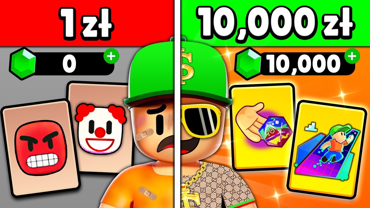 KONTO (za 1 ZŁ) vs KONTO (za 10.000 ZŁ) 🤑 w Stumble Guys! 😱 *zbyt mocne*