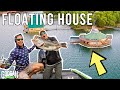 Googans CAMP IN A FLOATING CABIN! ( EPIC BASS FISHNG )