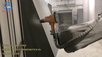 robot OTC sơn tĩnh điện tủ điện công nghiệp.