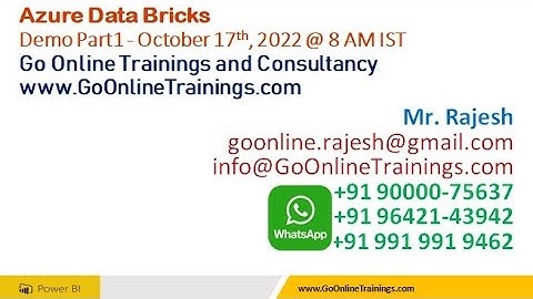 01 Azure Data Bricks Demo Part-01 | Bhaskar Jogi | Go Online Trainings | 90000 75637