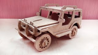 Cutting and assembling process of scrollsaw compound project Jeep Great present for children, which you can make from plywood 