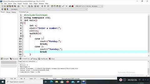 C++ Program to print days of week using switch statement