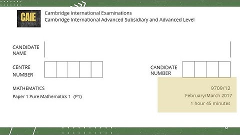 2017/F/M/12/9709 |P1|A level Pure Mathematics