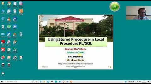 Online class on procedures of PL/SQL by Manoj Gupta PPTC Rewa