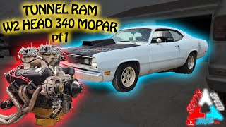 W2 Headed Tunnel Ram 340 Small Block Mopar Build for 1970 Plymouth 340 Duster pt1 #mopar #family