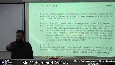 CFAP 06 | Lecture 29 A |  Sir Asif | December 24 | Audit , Assurance and Related Services