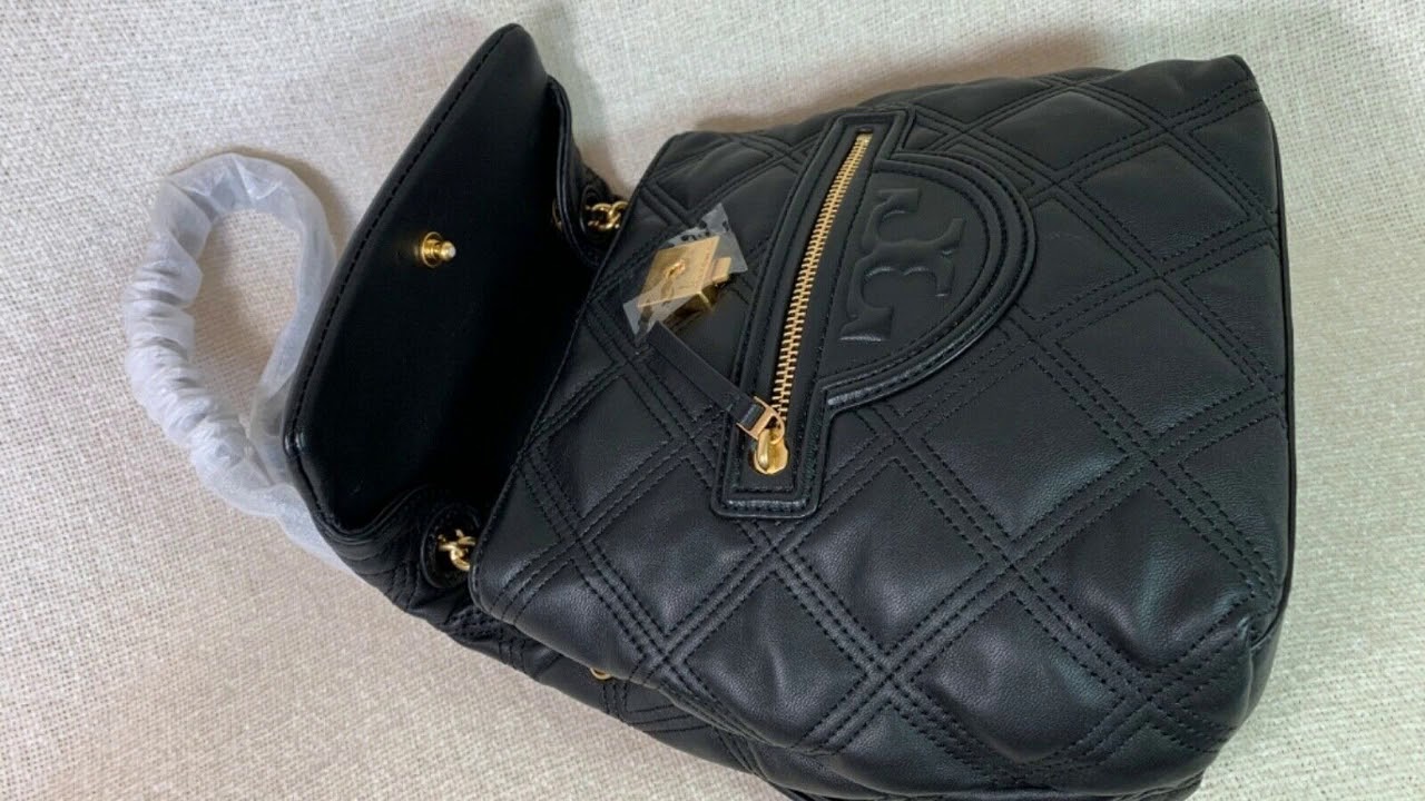 Tory Burch Black Leather Mini Soft Fleming Quilted Backpack - YouTube