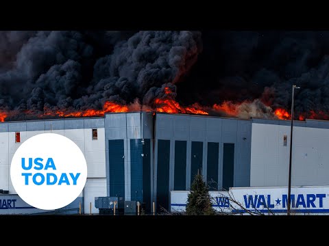 Massive Walmart warehouse catches fire, smoke seen for miles | USA TODAY