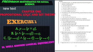 #freshmancourse #maths  Chapter One Propositional Logic and Set Theory (EXERCISE 2) #afaanoromoo
