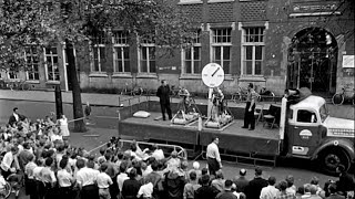 1959: Fietswedstrijd op de Lindengracht voor de jeugd in de Jordaan te Amsterdam - oude filmbeelden