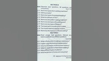 Workshop Technology-I, 3rd sem. mechanical engg, February-2022 question paper, #Saifim