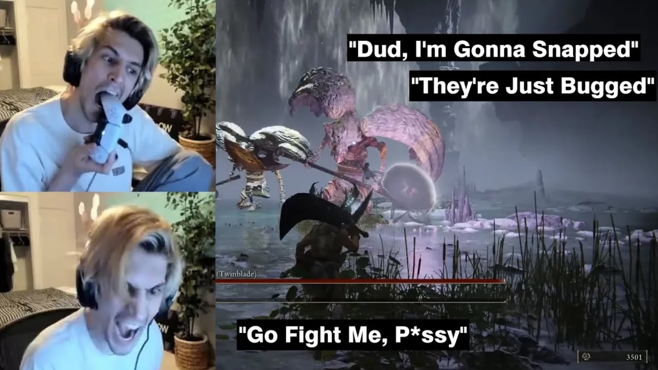 xQc Vs Valiant Gargoyle Duo Boss Fight - Elden Ring