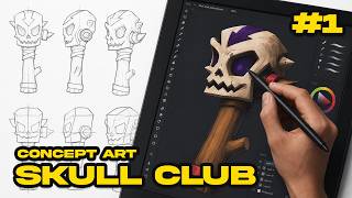 From Sketch To Video Game Asset ( A SKULL CLUB )