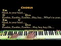 Zombie The Cranberries Piano Cover Lesson with Chords Lyrics