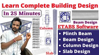 Complete building design in 25 minutes by ETABS Software | Civil engineering | G+2 design by etabs |