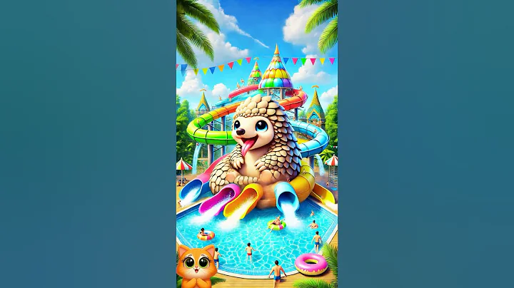 💜EVOLUTION of Cat: CUTE Pangolin Water Slide #cat #cute #love #shorts