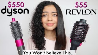 REVLON ONE STEP DRYER AND VOLUMIZER VS DYSON AIRWRAP على الشعر المجعد - مراجعة صادقة