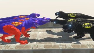 3 Supper Man T Rex VS 3 Batman T Rex Death Climb Down - Animal Revolt Battle Simulator