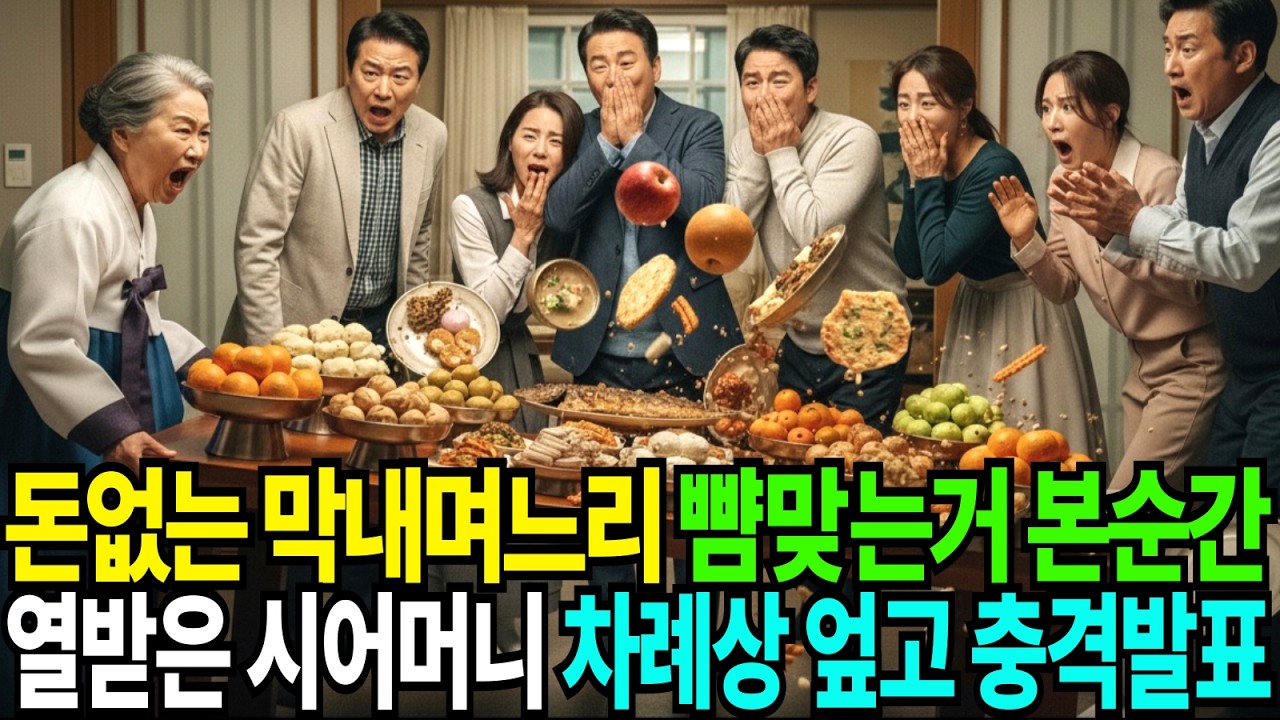 명절에 돈없는 막내며느리 뺨맞는거 본 순간, 열받은 시어머니! 차례상 엎고 충격발표
