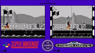 Mickey Mania (SNES VS Mega Drive)[part.1]side by side comparison