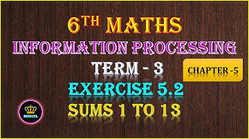 6th Std Maths Term 3 | Chapter-5 Information Processing| Exercise 5.2 {Sums 1 to 13} | TN 6th Maths