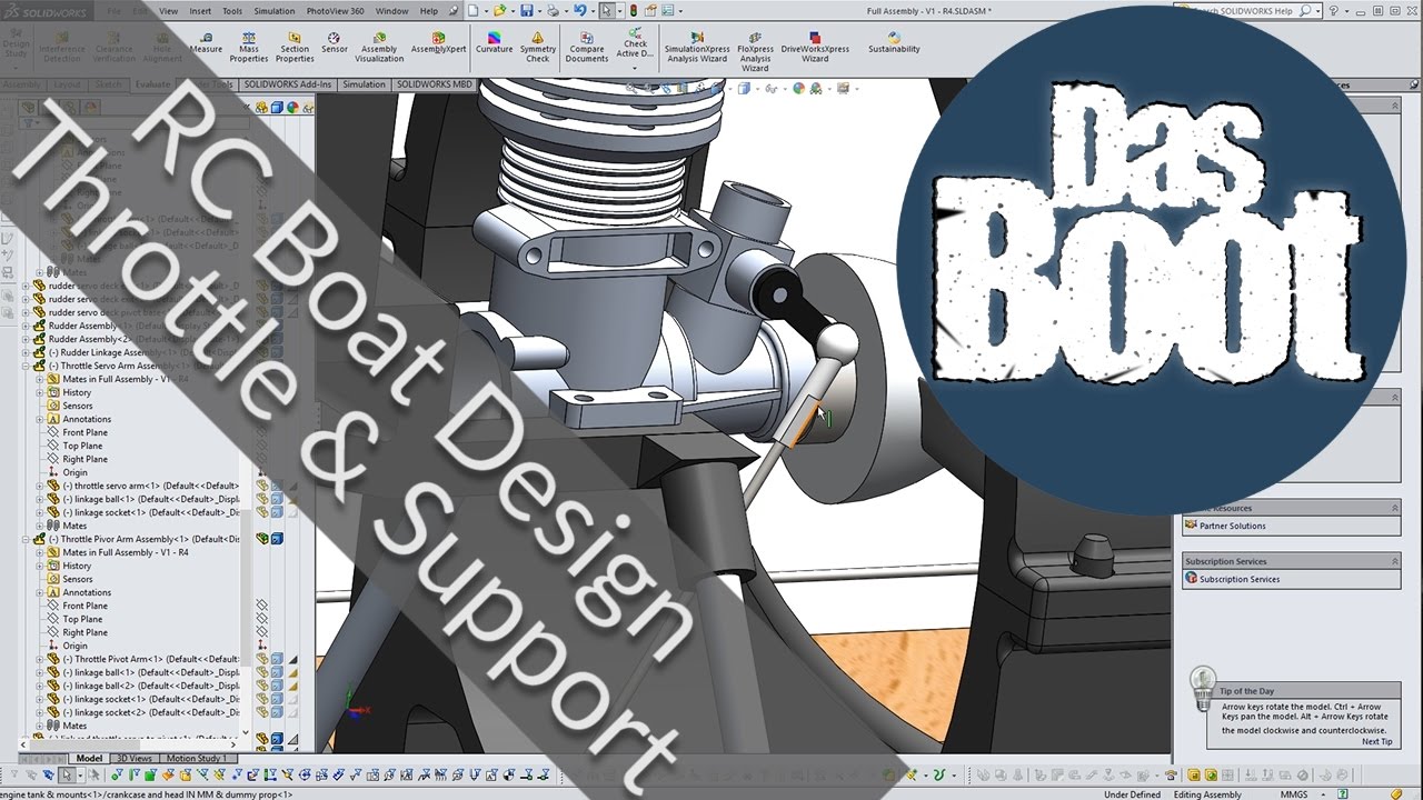 RC Boat from Scratch Throttle Linkage and Centre Support Structure