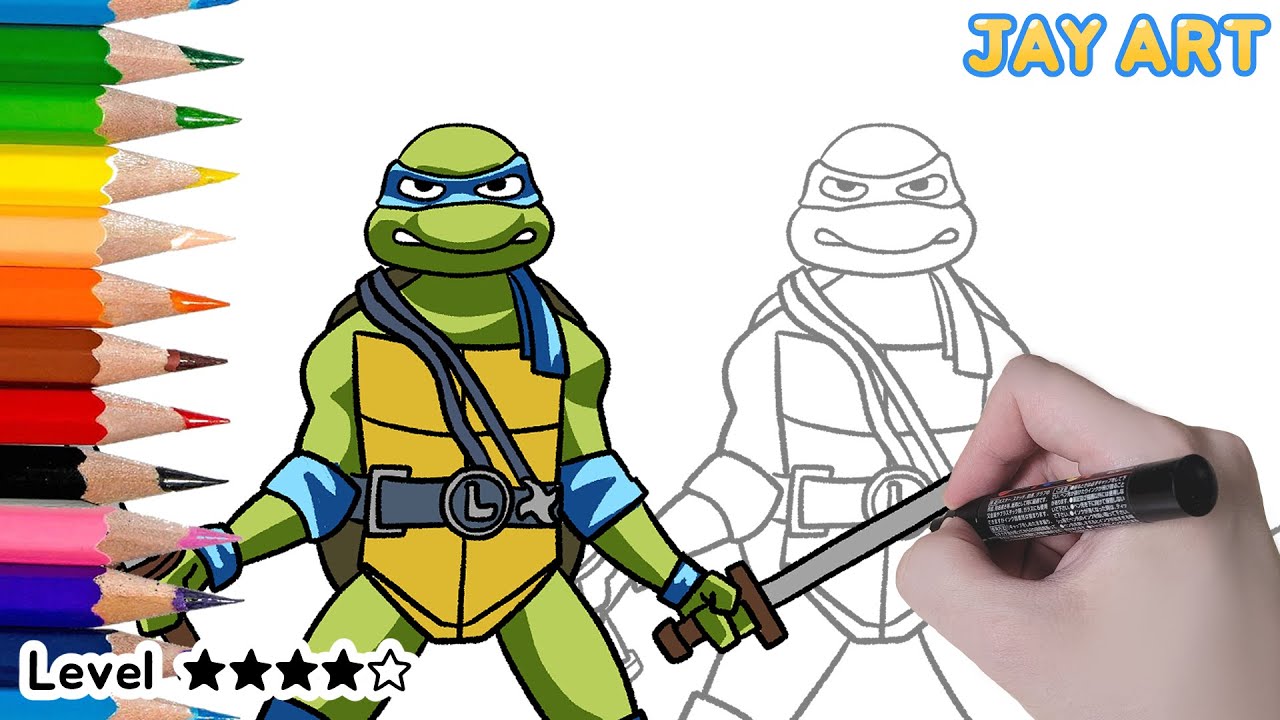 How To Draw Leo From Teenage Mutant Ninja Turtles Mutant | step by step |  Tutorial, image size:1280x720