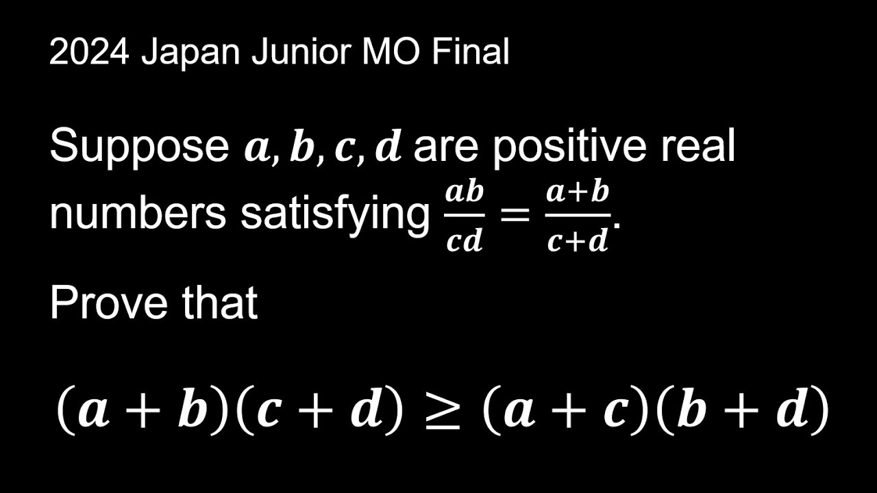 Conquering Inequalities: 2024 Japan Junior MO Final Problem 1