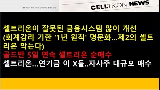 (셀트리온)(마감)회계감리 기한 &#39;1년 원칙&#39; 명문화…제2의 셀트리온 막는다/골드만 5일 연속 셀트리온 순매수/셀트리온3형제 수급현황