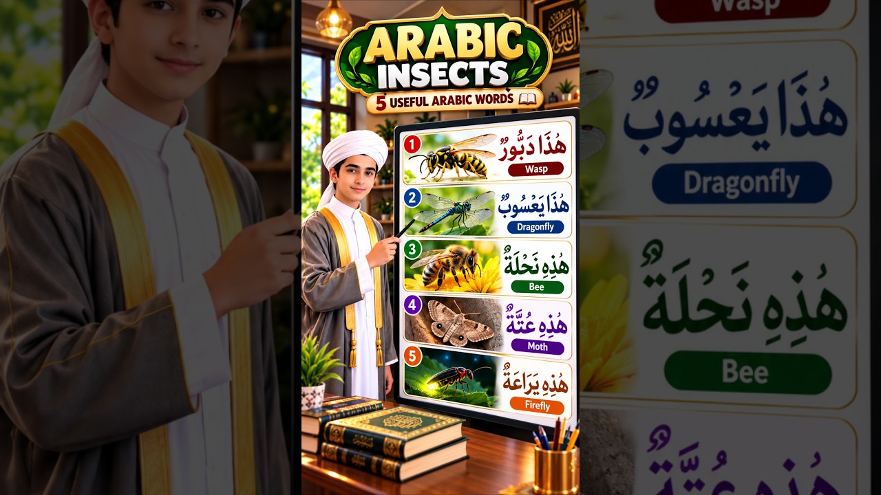Learn 5 Insects in Arabic | 5 حشرات بالعربية | عربی میں 5 حشرات#shorts #youtubeshorts