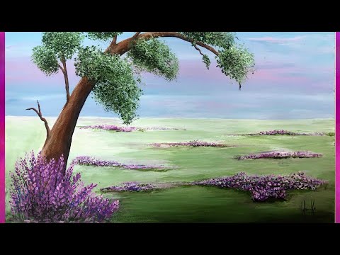 Técnica con pintura acrílica. Paisaje en primavera