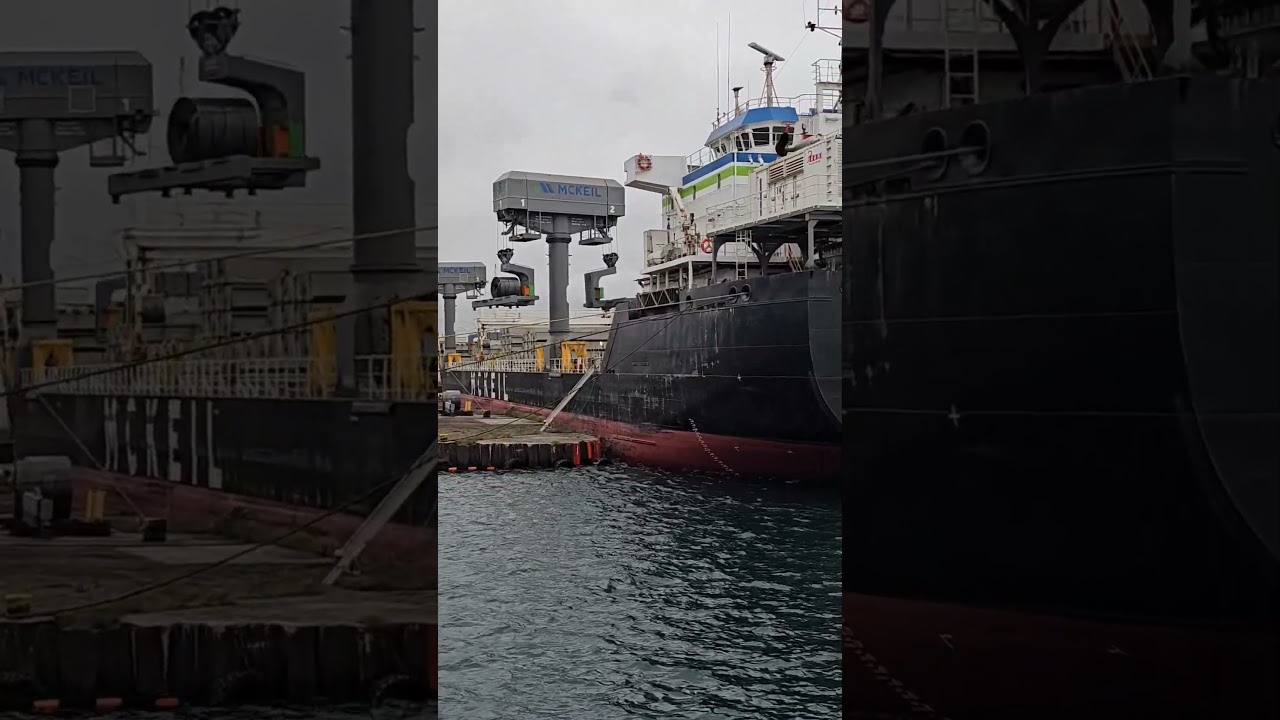 Loading rolls of steel on the Blair Mckeil freighter at  Algoma Steel. Sault Ste. Marie  Canada