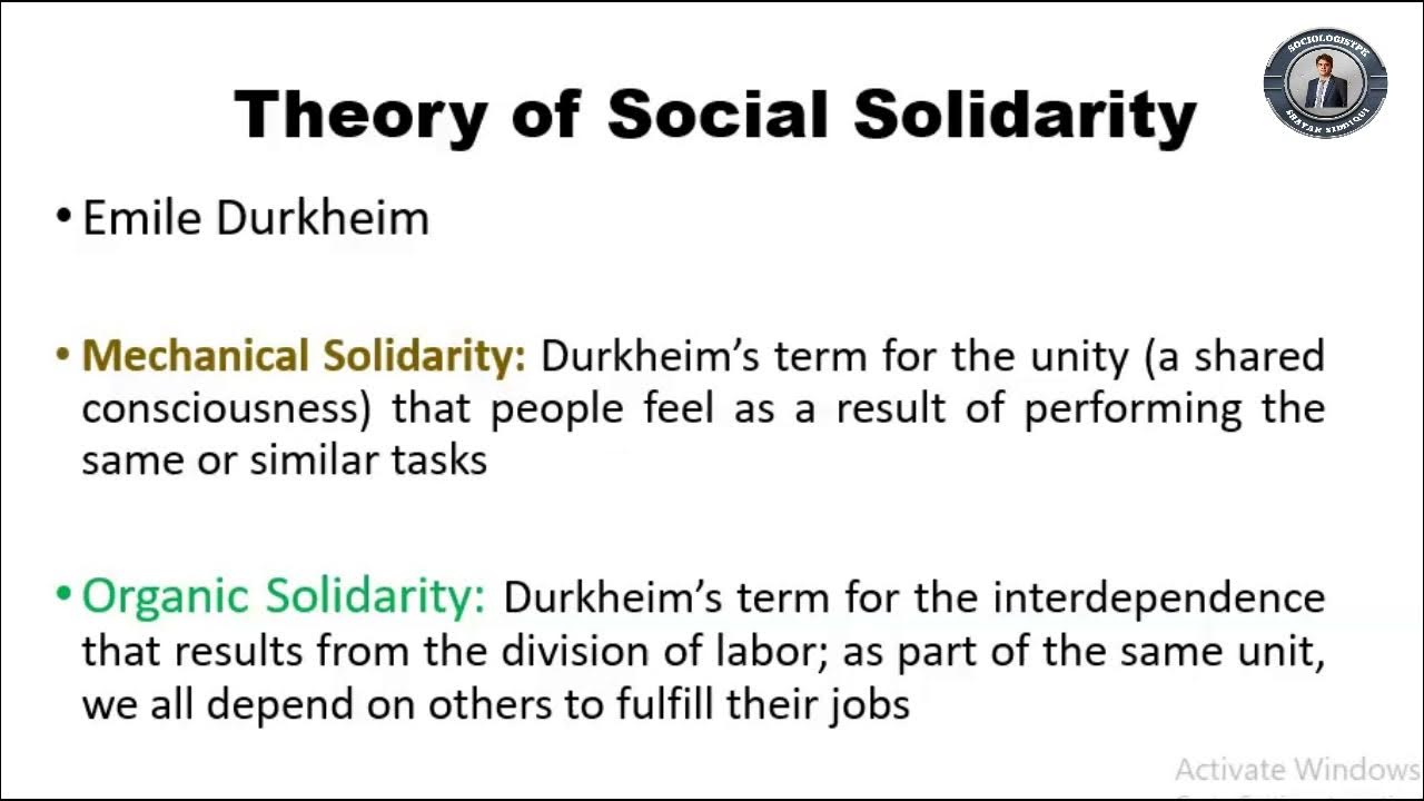 Theory of social solidarity mechanical organic emile durkheim in