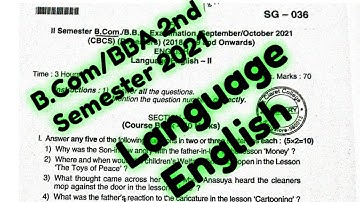 B.Com/BBA 2nd Semester English Language question paper 2022|| B.Com/BBA previous year question paper