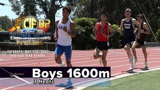 2022 TF - CIF-ss Prelims (D2) - 1600 Meters (Boys, 3 Heats)