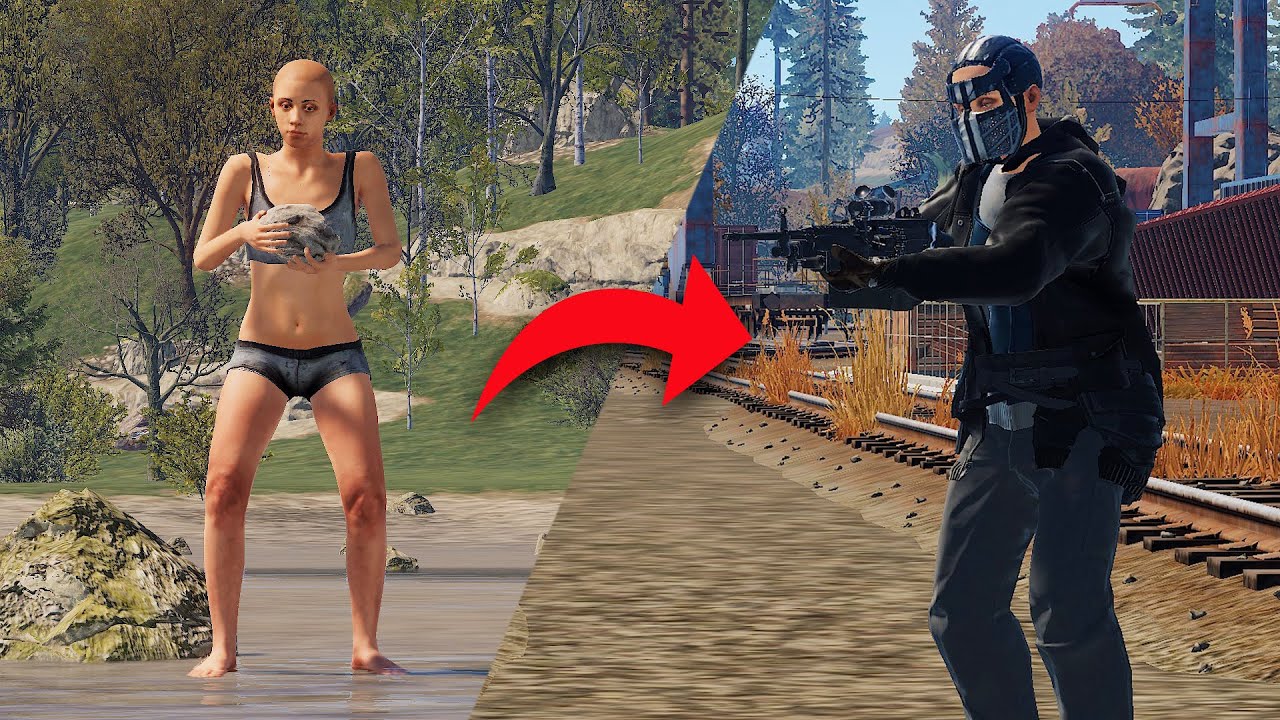 from ROCK to M249 in one hour in Rust.